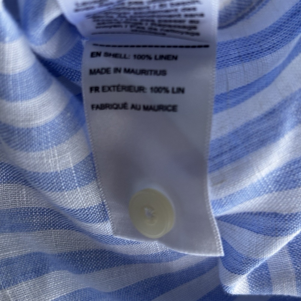 UNTUCKit Breckenridge Blue White Stripe Linen Shirt XXXL 3XL Men's - Picture 8 of 8